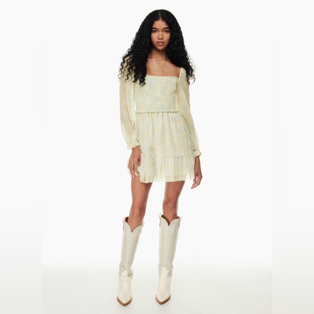 Aritzia Wilfred Tempest Smocked chiffon mini dress - Picture 5 of 10